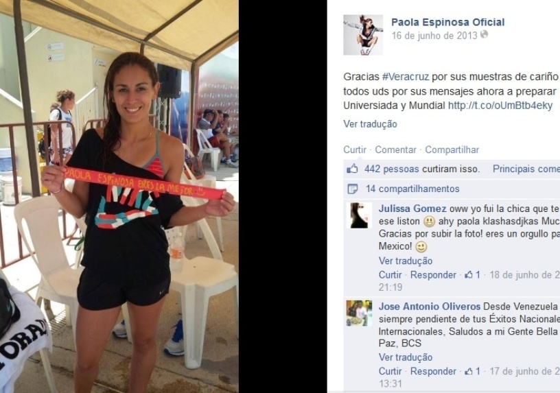 Paola Espinosa, mexicana medalhista olímpica dos saltos ornamentais - Reprodução/Facebook