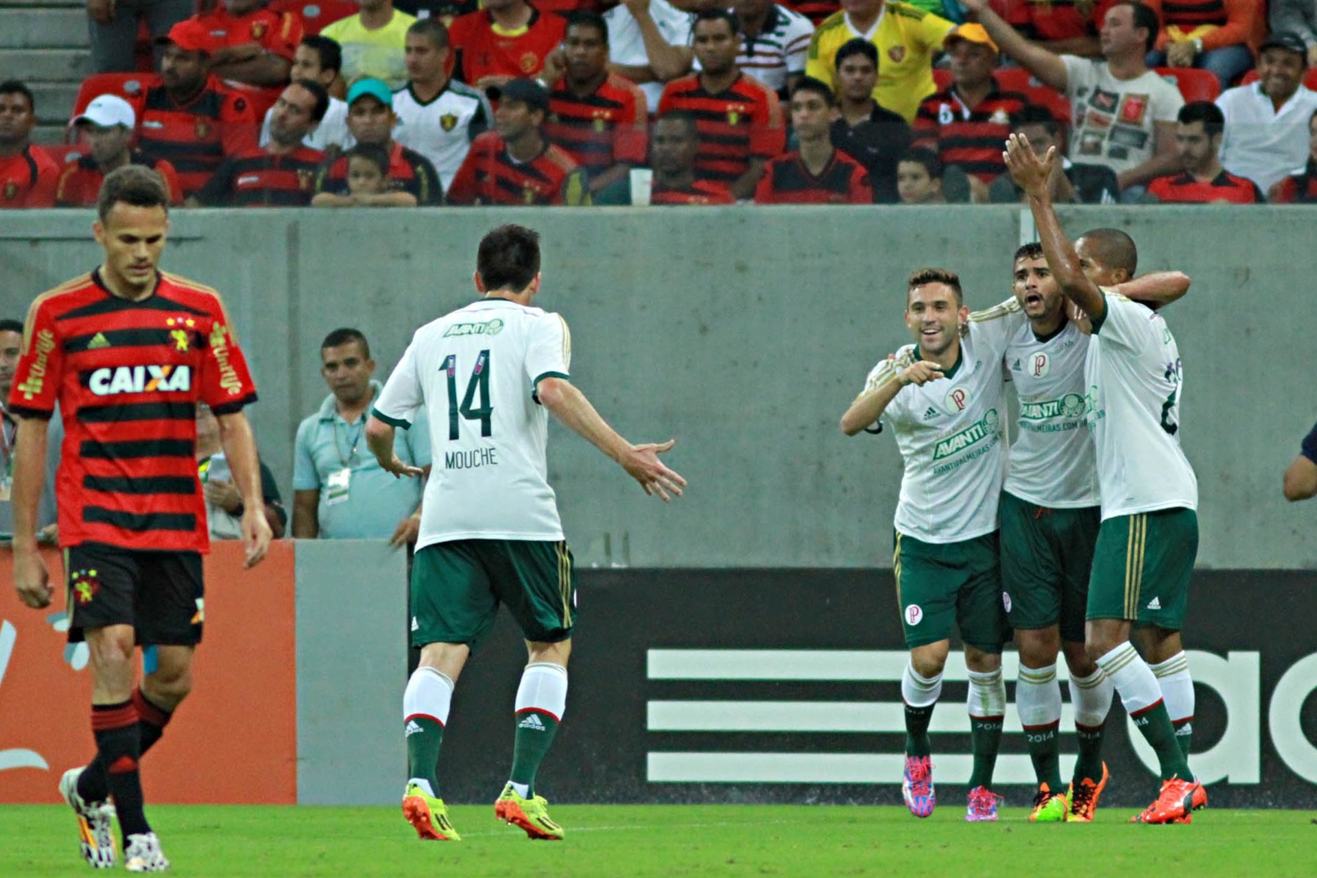 Jogadores do Palmeiras comemoram gol de Henrique contra o Sport pelo Brasileirão - Renato Spencer/Getty Images