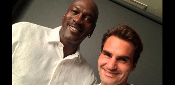 Jordan e Federer tiram "selfie" ao se encontrarem pela primeira vez - Reprodução/Twitter