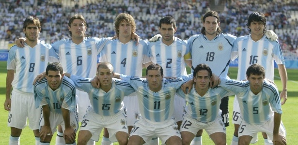Jogadores argentinos alinhados nas Olimpíadas de Atenas em 2004 - REUTERS/Marcos Brindicci