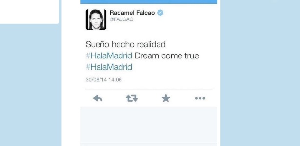 Atacante colombiano fez comentário sobre acerto com o Real Madrid e apagou minutos depois - Reprodução