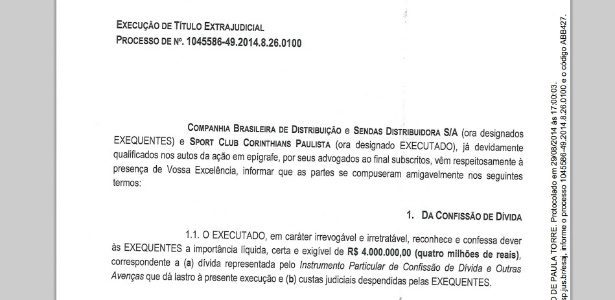 Corinthians fez acordo para pagar dívida de R$ 4 milhões - Reprodução - Reprodução