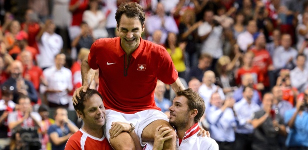 Federer levou a Suíça à decisão do Grupo Mundial de 2014 - AFP PHOTO / FABRICE COFFRINI