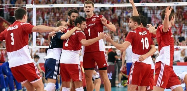 Poloneses comemoram durante o Mundial de vôlei - FIVB/Divulgação
