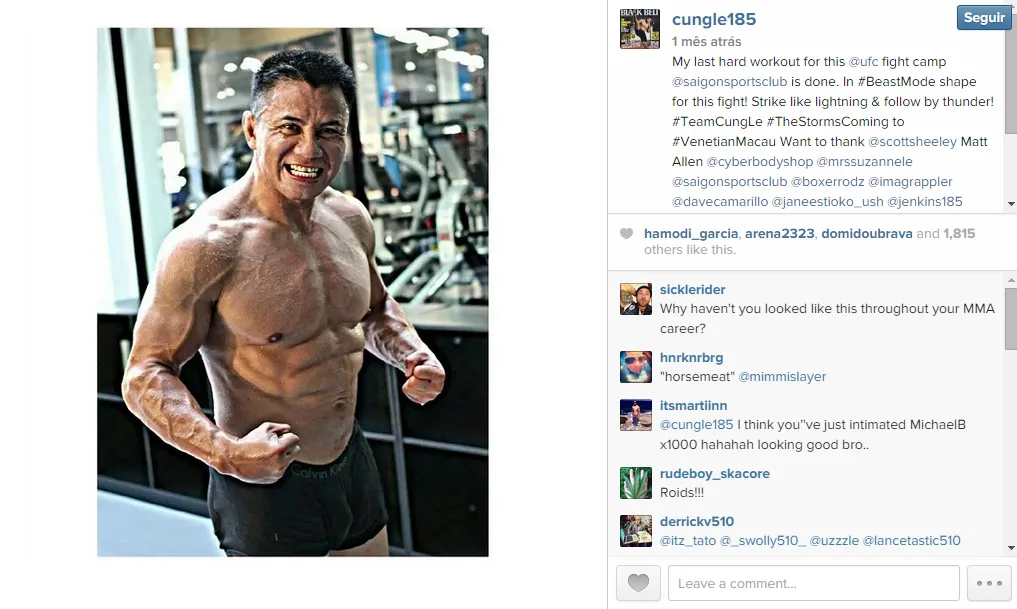 Cung Le gerou polêmica com a foto bombadão, e o UFC acabou pegando o lutador no antidoping - Reprodução/Instagram