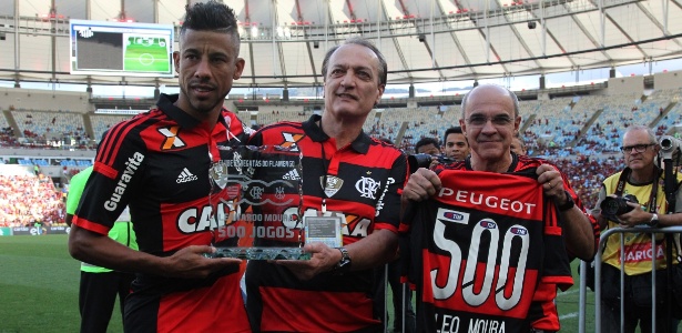 Léo Moura em 2014, quando completou 500 jogos com a camisa do Flamengo - Gilvan de Souza / Flamengo