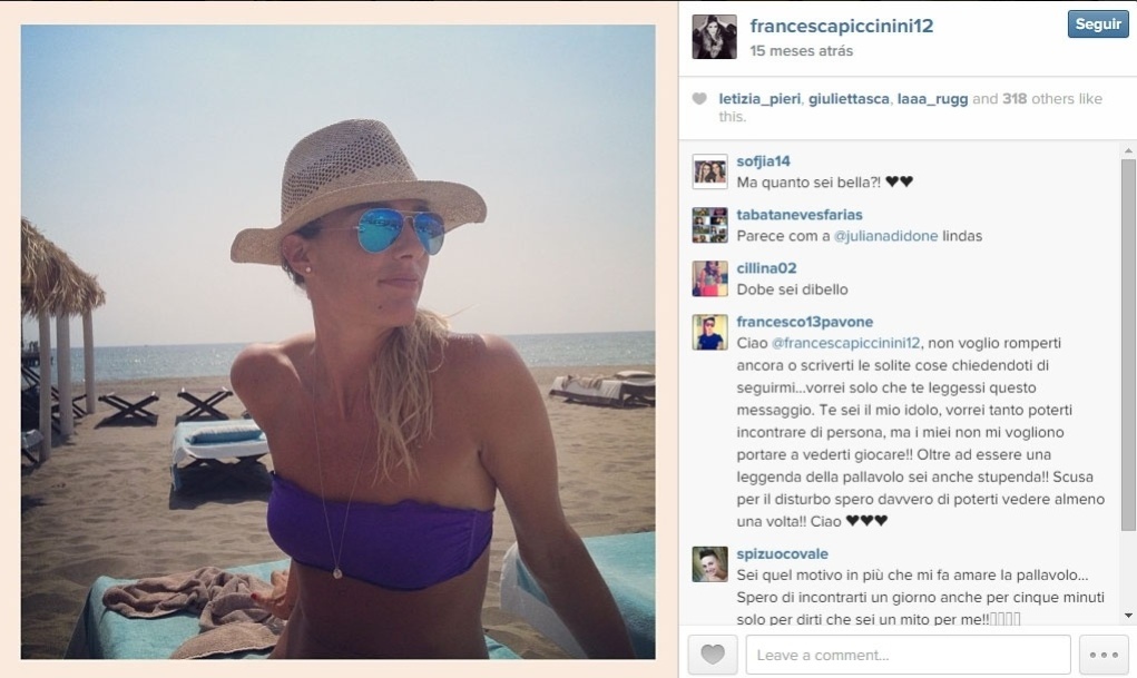 Piccinini exibe dia-a-dia em seu perfil no Instagram