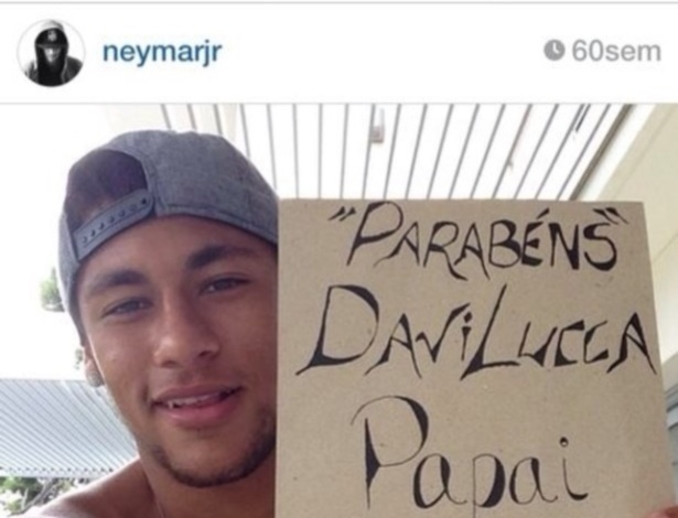 Mensagem de Neymar para Davi Lucca no dia 24 de agosto de 2013 - Reprodução/Instagram