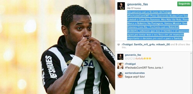 Geuvânio, atacante do Santos, dá apoio a Robinho através do Instagram - Reprodução/Instagram