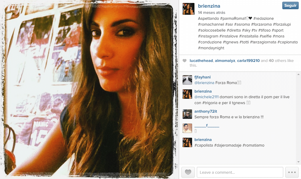 Francesca Brienza, de 28 anos, era apenas apresentadora da Roma TV. Agora, ela ampliou seu laço com o clube: ela namora o técnico do time, Rudi Garcia - Reprodução/Instagram