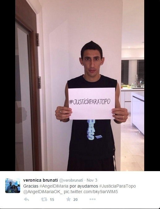 Di Maria faz protesto pela morte de argentino - Reprodução/Twitter