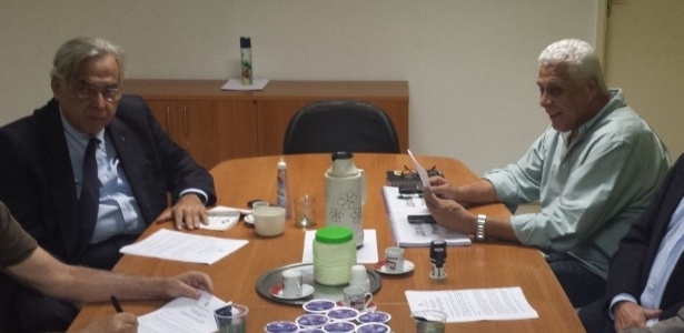 Eurico Miranda e Roberto Dinamite em reunião em São Januário: desafetos - Site oficial do Vasco