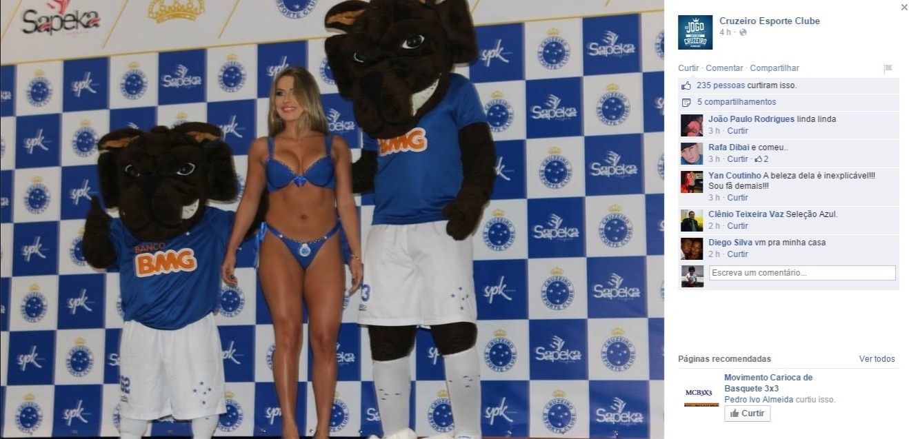 Ex-BBB Renata é destaque do lançamento de linha de lingerie do Cruzeiro - Reprodução/Facebook