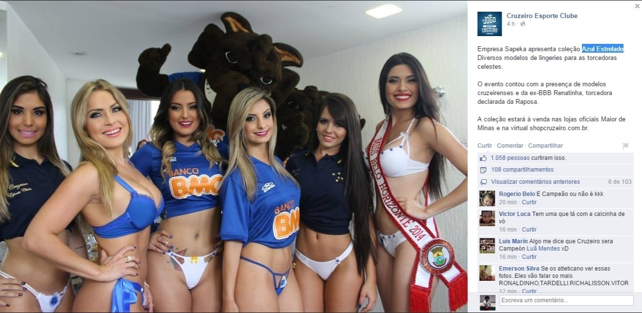 Ex-BBB Renata é destaque do lançamento de linha de lingerie do Cruzeiro - Reprodução/Facebook