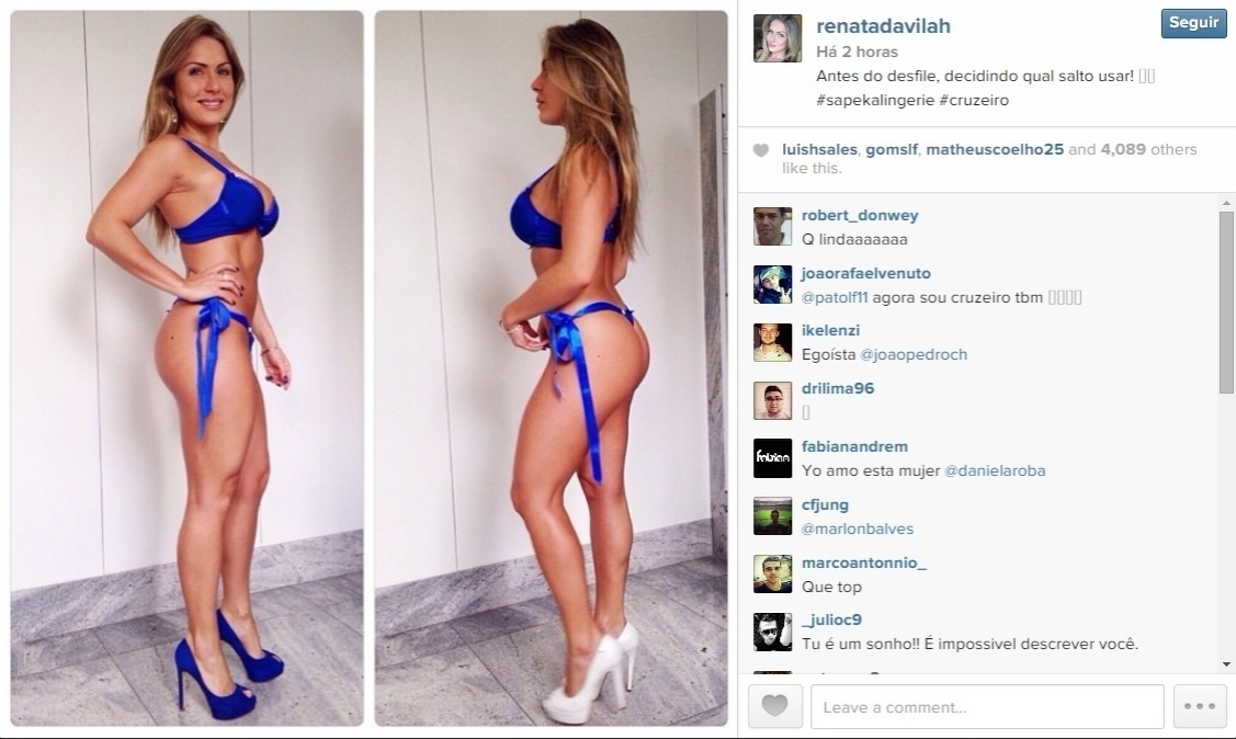 Ex-BBB Renata é destaque do lançamento de linha de lingerie do Cruzeiro - Reprodução/Instagram