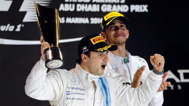 Felipe Massa comemora o segundo lugar, sua melhor posição em um GP desde 2012