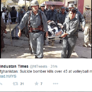 Jornal Hindustan Times reproduz imagem de vítimas do atentado no Afeganistão - Reprodução/Twitter
