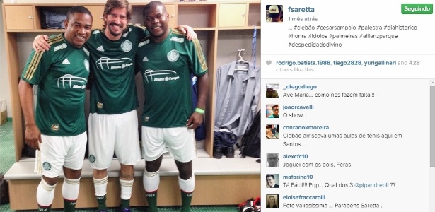 Flavio Saretta (ao centro) ao lado de Cléber e César Sampaio, ex-jogador do Palmeiras - Reprodução/Instagram