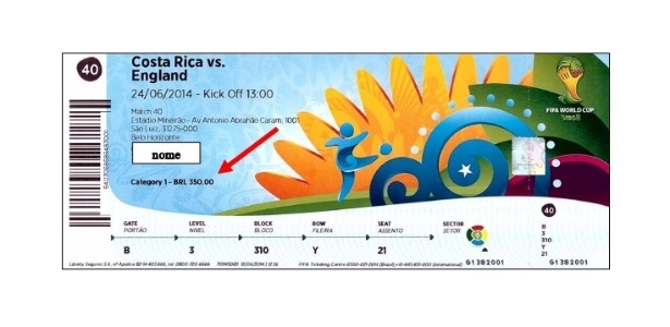 Ingresso normal da Copa - Reprodução - Reprodução