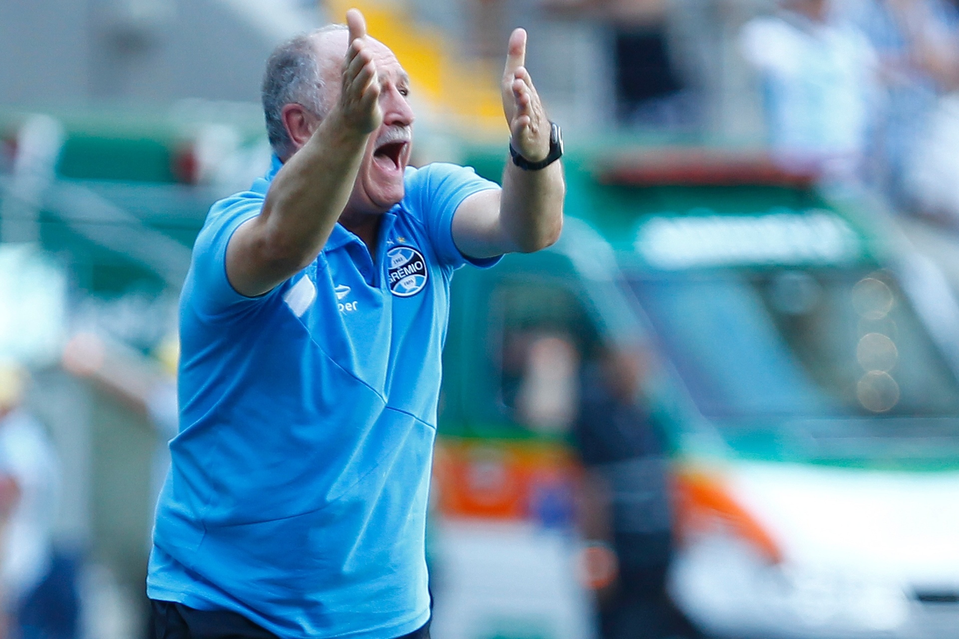 Felipão dá instruções para o Grêmio no último jogo do Brasileirão 2014 - Lucas Uebel/Getty Images