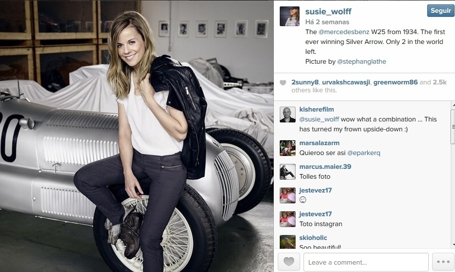 Susie Wolff, piloto de testes da Williams - Reprodução/Instagram