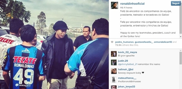 Ronaldinho Gaúcho se encontra com os companheiros  - Reprodução/Instagram 