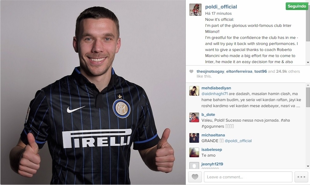 Podolski com a camisa da Inter de Milão - undefined