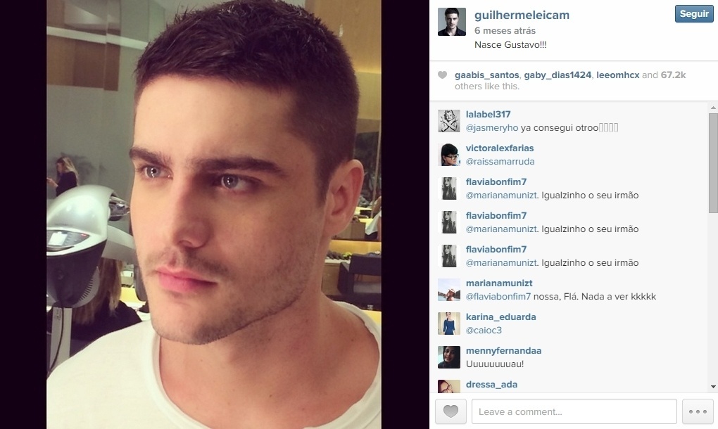 Guilherme Leicam muda o corte de cabelo para viver nadador na novela Alto Astral, da TV Globo - Reprodução/Instagram