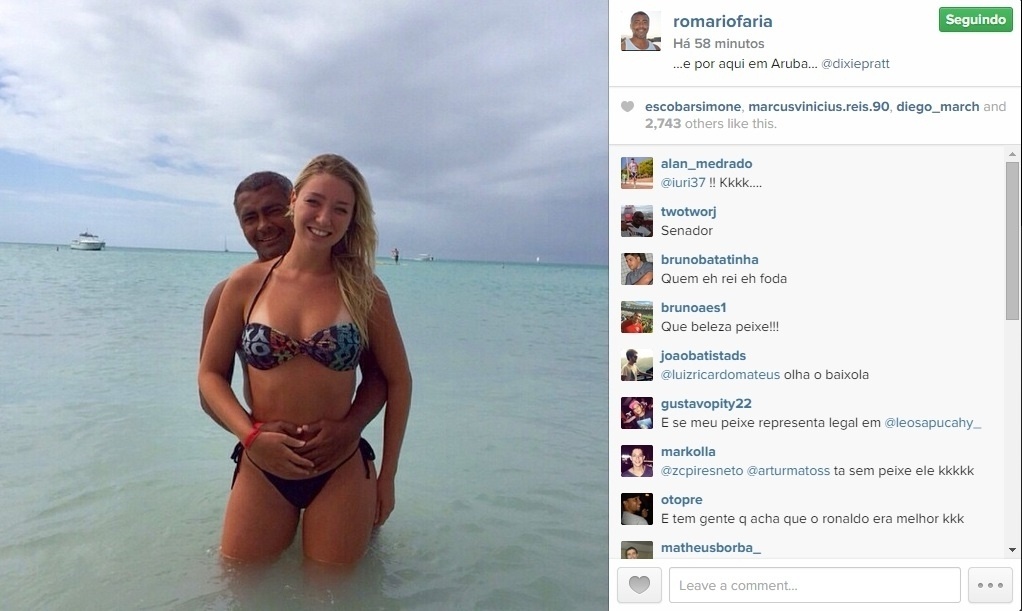 Dixie Pratt é a nova namorada de Romário - Reprodução/Instagram