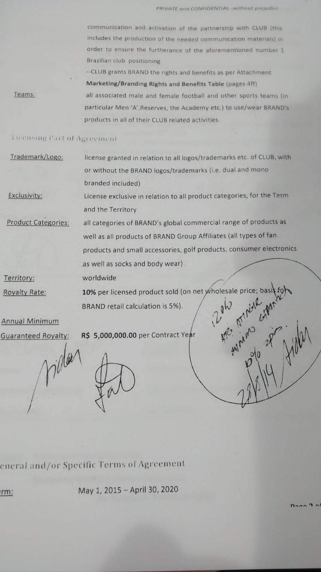 Carta de intenções negociava um contrato de cinco anos, a partir 1 de maio de 2015 até 30 de abril de 2020 - Guilherme Palenzuela/UOL Esporte