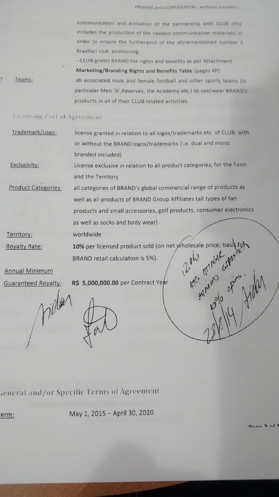 Carta de intenções negociava um contrato de cinco anos, a partir 1 de maio de 2015 até 30 de abril de 2020 - Guilherme Palenzuela/UOL Esporte