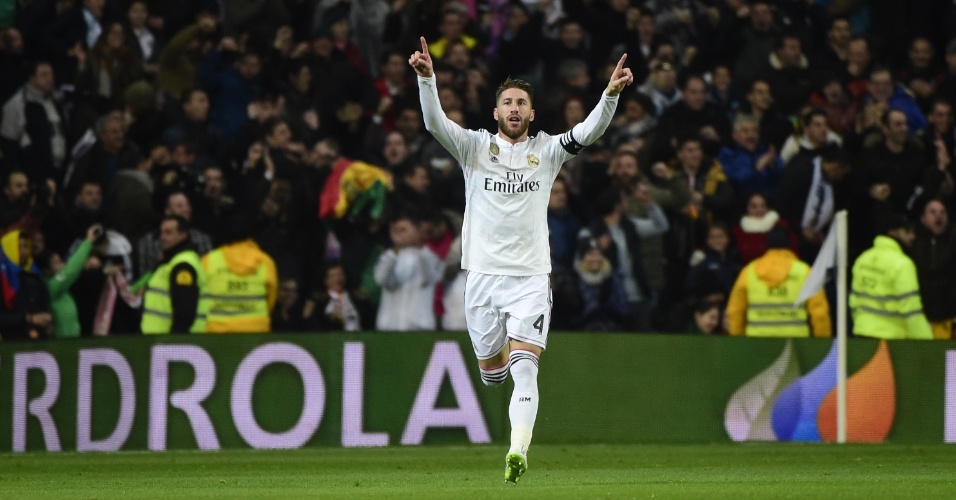 Zagueiro-artilheiro, Sergio Ramos comemora gol de empate do Real Madrid