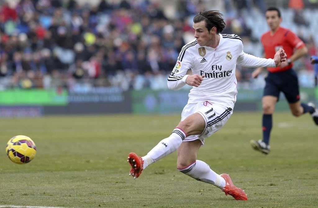 18.jan.2015 - Gareth Bale, do Real Madrid,  faz jogada durante partida contra o Getafe, pelo Campeonato Espanhol neste domingo (18) - Ballesteros/EFE