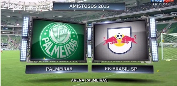 Escudo do Red Bull Brasil adulterado pela Globo/Sportv em amistoso contra o Palmeiras - Reprodução/Sportv