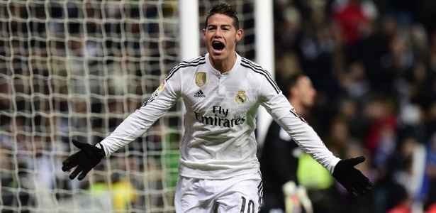 James Rodríguez comemora um gol pelo Real Madrid em jogo que se lesionou - AFP PHOTO/ DANI POZO