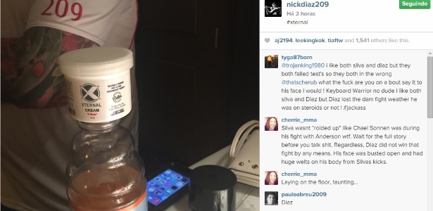 Nick Diaz postou foto do Xternal, um creme que tem maconha em sua composição - Reprodução/Instagram 