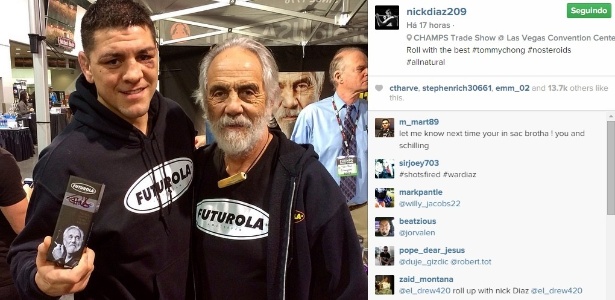 Nick Diaz ao lado de Tommy Chong em feira de produtos para cigarro - Reprodução/Instagram