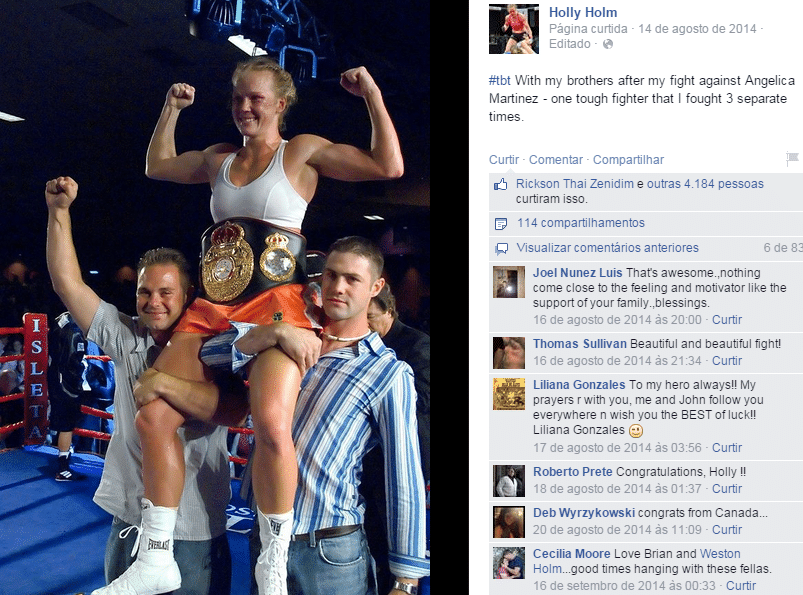Holly Holm teve uma carreira como multicampeã de boxe e deixou a nobre arte com um cartel de 33 vitórias, duas derrotas e três empates - Reprodução/Facebook