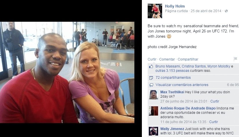Holm treina na mesma academia de Jon Jones, em Albuquerque, nos EUA - Reprodução/Facebook