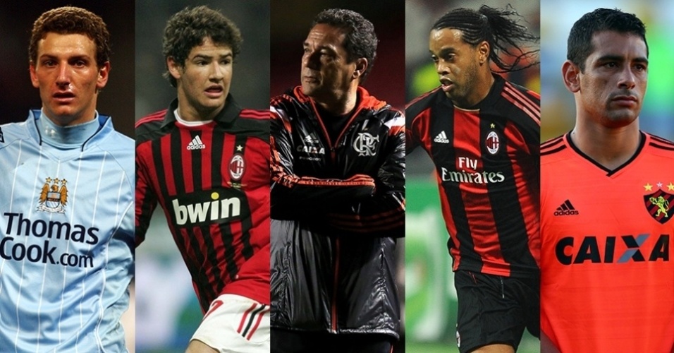 Montagem: Elano, Pato, Luxemburgo, Ronaldinho e Diego Souza