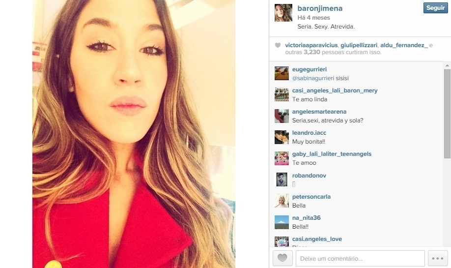 Jimena Barón, namorada do atacante Daniel Osvaldo - Reprodução/Instagram