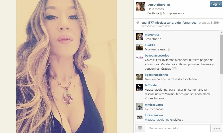 Jimena Barón, namorada do atacante Daniel Osvaldo - Reprodução/Instagram