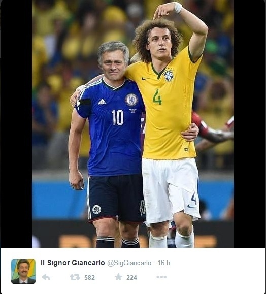 David Luiz foi decisivo na partida do PSG contra o Chelsea na Liga dos Campeões. E deu apoio a José Mourinho após a eliminação do Chelsea - Reprodução/Twitter