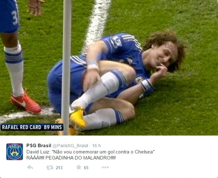 David Luiz não comemora gol contra o Chelsea? - Reprodução/Twitter
