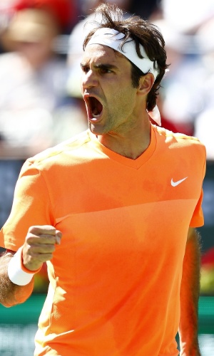 Roger Federer vibra com vitória sobre Milos Raonic