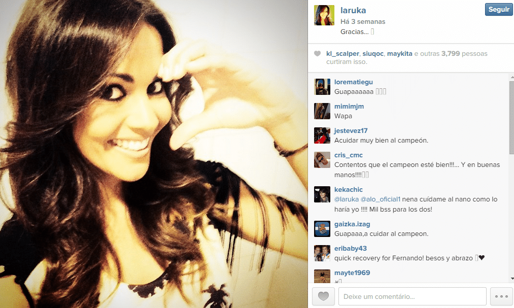 Lara Alvarez é namorada de Fernando Alonso - Reprodução/Instagram