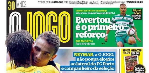 Em entrevista ao jonal português O Jogo, Neymar não poupa elogios ao lateral direito Danilo - Reprodução