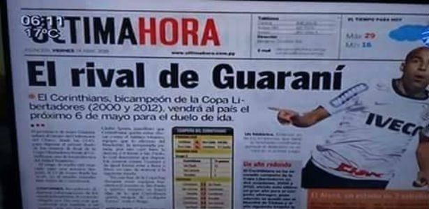 Jornal paraguaio chamou Corinthians de bicampeão da Libertadores - Reprodução