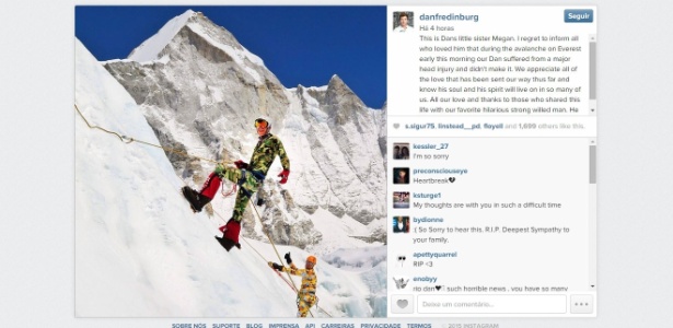 Reprodução do Instagram de Dan Fredinburg, executivo do Google morto no Nepal  - Reprodução/Instagram