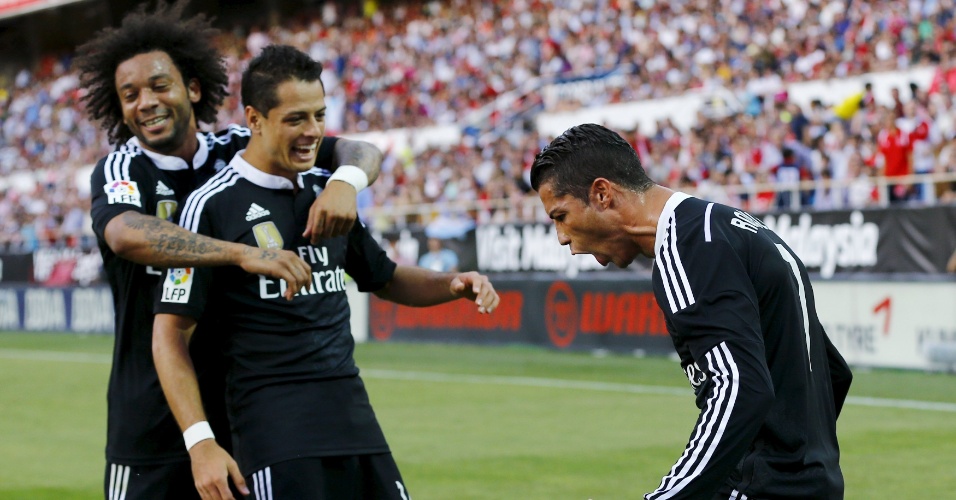 Cristiano Ronaldo vibra com o gol marcado pelo Real Madrid contra o Sevilla